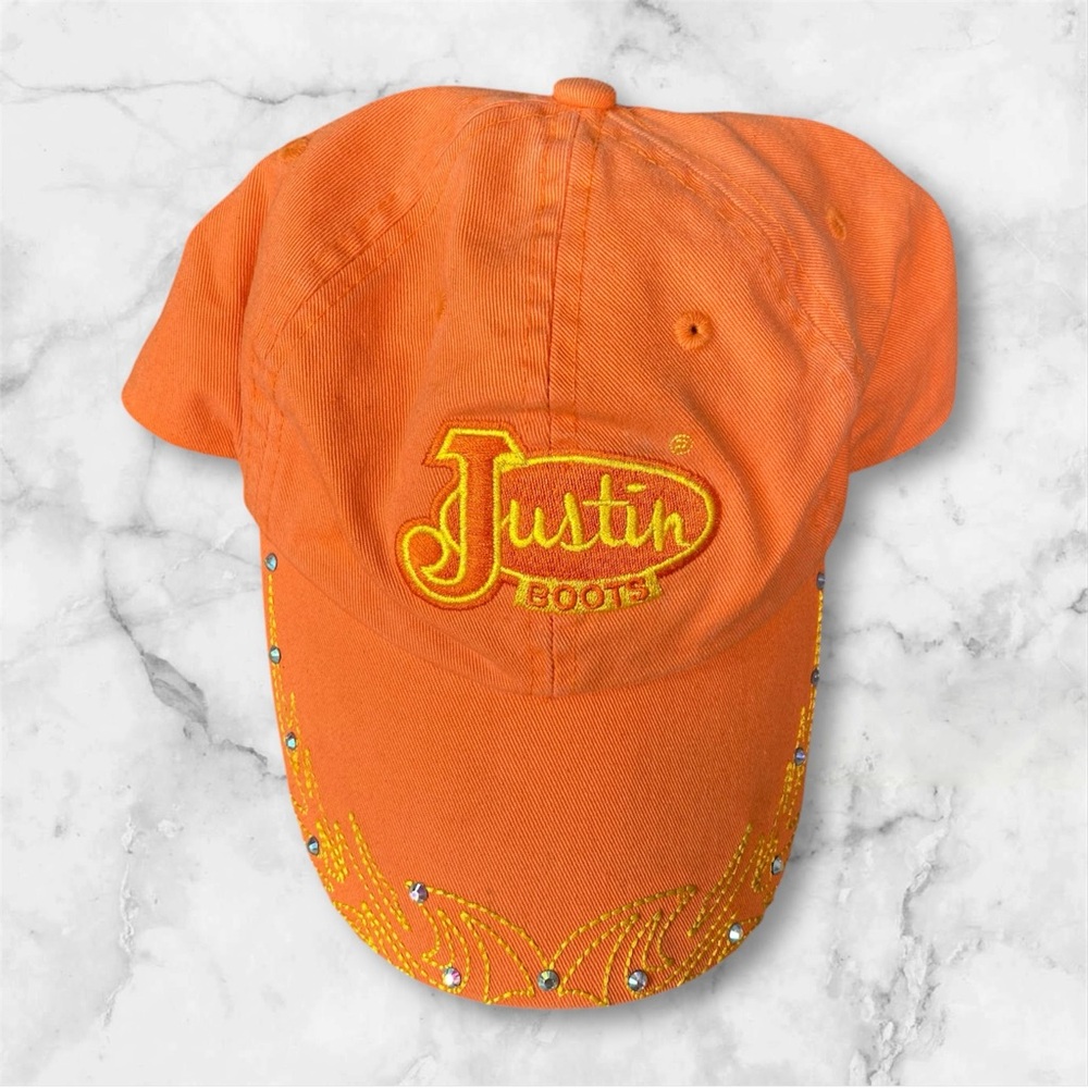 Justin Boots Orange Cap with Yellow Embroidery